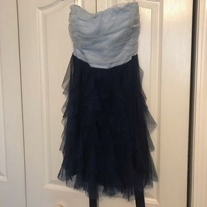 Strapless multi shade blue formal dress